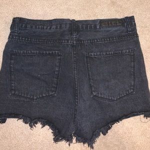 Black denim shorts